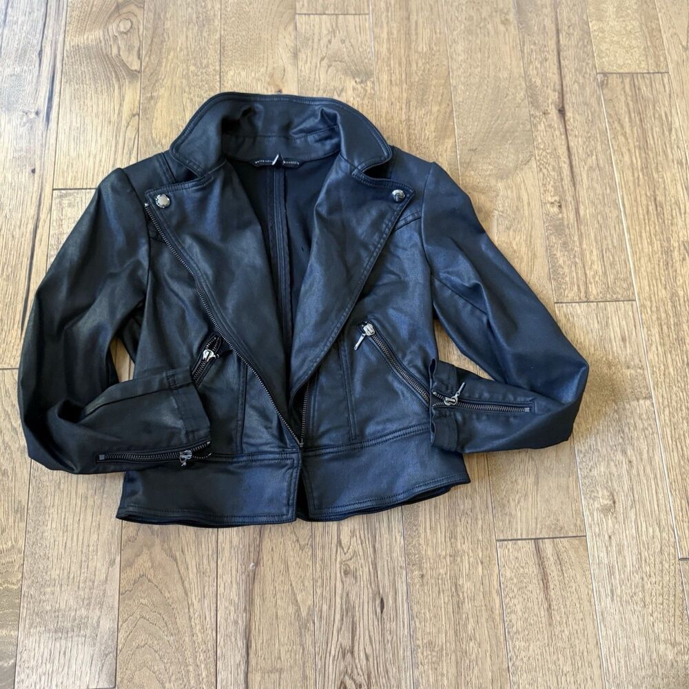 White House Black Market Essential Moto  Jacket, Black, PS Faux Leather